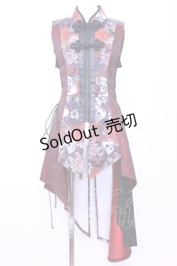 画像1: Qutie Frash / 和柄チャイナチュニック  レッド O-25-11-13-012-QU-TO-OW-ZI