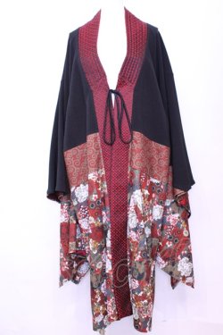 画像1: Qutie Frash / 着物ロングカーデ  レッド O-25-11-13-014-QU-JA-OW-OS