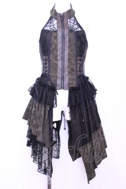 画像1: Qutie Frash / ホルターコルセットベスト  カーキ×カモフラージュ O-25-11-13-016-QU-JA-OW-OS