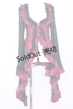 画像1: Qutie Frash / レースカーディガン  ブラック×レッド O-25-11-13-019-QU-TO-OW-OS