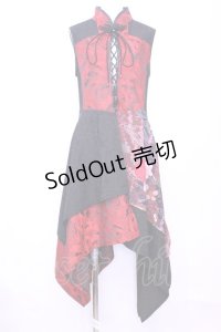 Qutie Frash / チャイナアシメワンピ  レッド×ブラック O-25-11-13-020-QU-OP-OW-OS
