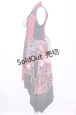画像3: Qutie Frash / チャイナアシメワンピ  レッド×ブラック O-25-11-13-020-QU-OP-OW-OS