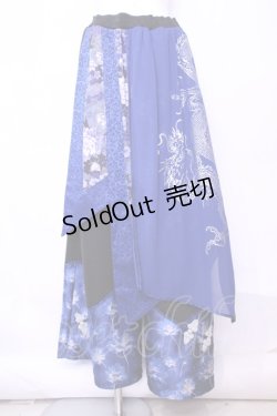 画像1: Qutie Frash / 和柄ワイドパンツ  ブルー O-25-11-13-022-QU-PA-OW-ZT546