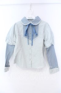 Maison de FLEUR Petite Robe canone / 袖切り替えブラウス Ｍ サックス O-25-11-14-025-EL-BL-IG-OS