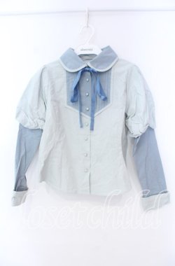 画像1: Maison de FLEUR Petite Robe canone / 袖切り替えブラウス Ｍ サックス O-25-11-14-025-EL-BL-IG-OS