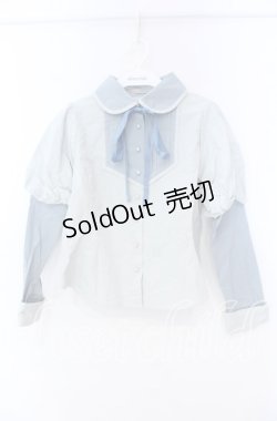 画像1: Maison de FLEUR Petite Robe canone / 袖切り替えブラウス Ｍ サックス O-25-11-14-025-EL-BL-IG-ZT250