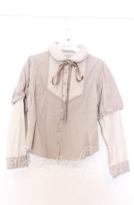 画像1: 【SALE】Maison de FLEUR Petite Robe canone / 袖切り替えブラウス Ｍ カーキ O-25-11-14-026-EL-BL-IG-ZT524 (1)