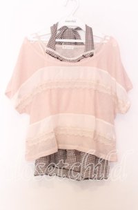 axes femme / シフォンホルターキャミソール付きサマーニット  ピンク系 O-25-11-14-028-AX-TO-IG-ZT317