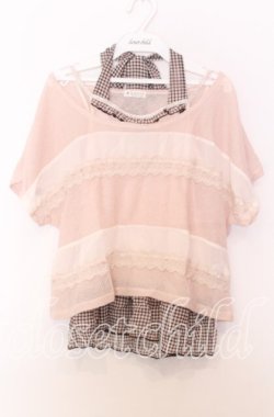 画像1: axes femme / シフォンホルターキャミソール付きサマーニット  ピンク系 O-25-11-14-028-AX-TO-IG-OS