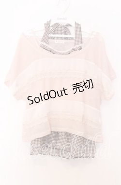 画像1: axes femme / シフォンホルターキャミソール付きサマーニット  ピンク系 O-25-11-14-028-AX-TO-IG-ZT317