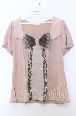 画像1: axes femme / BIGリボンパフスリーブトップス  ピンクベージュ O-25-11-14-031-AX-TO-IG-OS