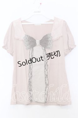 画像1: axes femme / BIGリボンパフスリーブトップス  ピンクベージュ O-25-11-14-031-AX-TO-IG-OS