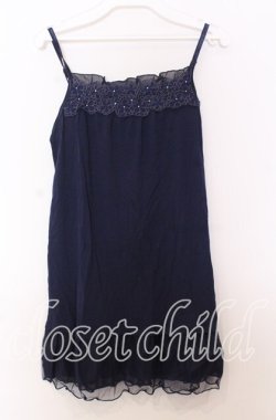 画像1: axes femme / フラワーレースキャミソール  ネイビー O-25-11-14-037-AX-TO-IG-OS