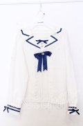 DearMyLove / 推しリボンテーラードセーラー襟ブラウス M シロ×ネイビー O-25-11-14-042-EL-BL-OW-OS
