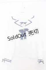 DearMyLove / 推しリボンテーラードセーラー襟ブラウス M シロ×ネイビー O-25-11-14-042-EL-BL-OW-OS