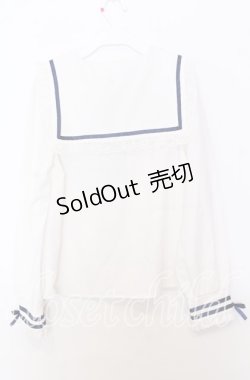 画像2: DearMyLove / 推しリボンテーラードセーラー襟ブラウス M シロ×ネイビー O-25-11-14-042-EL-BL-OW-OS