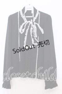 Dear My Love / レースフリルたっぷり上品ボウタイリボンブラウス M クロ O-25-11-14-043-EL-BL-OW-OS