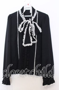 画像1: Dear My Love / レースフリルたっぷり上品ボウタイリボンブラウス M クロ O-25-11-14-043-EL-BL-OW-OS