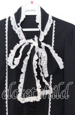 画像2: Dear My Love / レースフリルたっぷり上品ボウタイリボンブラウス M クロ O-25-11-14-043-EL-BL-OW-OS