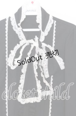 画像2: Dear My Love / レースフリルたっぷり上品ボウタイリボンブラウス M クロ O-25-11-14-043-EL-BL-OW-OS