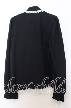 画像3: Dear My Love / レースフリルたっぷり上品ボウタイリボンブラウス M クロ O-25-11-14-043-EL-BL-OW-OS