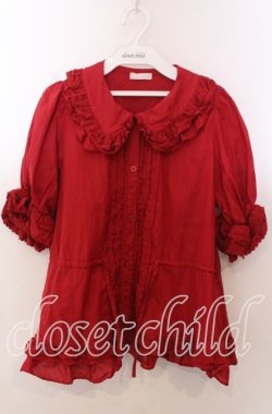 画像1: Chalmiere / クラシックコットンブラウス M アカ O-25-11-14-055-LO-BL-OW-OS