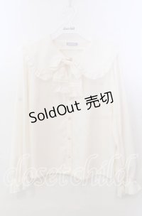 axes femme POETIQUE / ピンタックリボン丸襟ブラウス キナリ M O-25-11-14-056-AX-BL-OW-OS