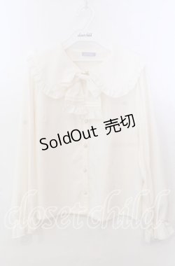 画像1: axes femme POETIQUE / ピンタックリボン丸襟ブラウス キナリ M O-25-11-14-056-AX-BL-OW-OS