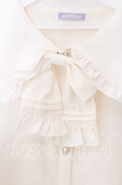 画像2: axes femme POETIQUE / ピンタックリボン丸襟ブラウス キナリ M O-25-11-14-056-AX-BL-OW-OS