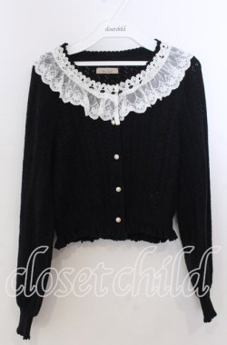 画像1: Amavel / ロマンティックレースすかし編みカーディガン F クロ O-25-11-14-057-CA-TO-OW-OS