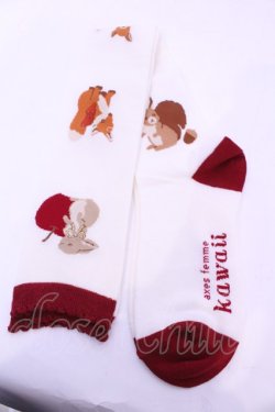 画像1: axes femme kawaii / 森のケーキ屋さんオーバーニー  アカ O-25-11-14-1044-AX-ZA-OW-OS