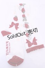 axes femme kawaii / いちご柄オーバーニー  アカ O-25-11-14-1046-AX-ZA-OW-OS