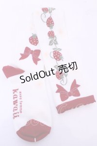 axes femme kawaii / いちご柄オーバーニー  アカ O-25-11-14-1046-AX-ZA-OW-OS