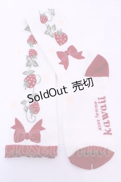 画像2: axes femme kawaii / いちご柄オーバーニー  アカ O-25-11-14-1046-AX-ZA-OW-OS