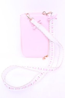 画像2: Chalmiere / ガーリーリボンマルチポシェット  ピンク×シロ O-25-11-14-1005-LO-BG-OW-OS