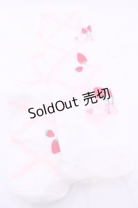 Lovely Tency / 眞白ありすコラボ/編み上げリボン風いちご柄オーバーニーソックス  シロ×ピンク O-25-11-14-1052-LO-AC-OW-OS