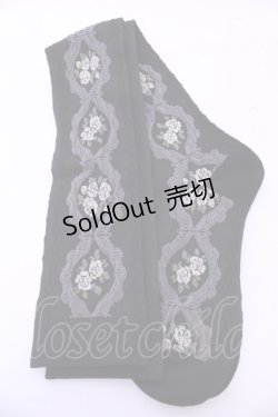 画像1: m petit by misako / ECAMOVKバラレースソックス  クロ O-25-11-14-1054-LO-ZA-OW-OS
