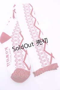 axes femme kawaii / レースアップ柄オーバーニー  アカ O-25-11-14-1059-AX-ZA-OW-OS