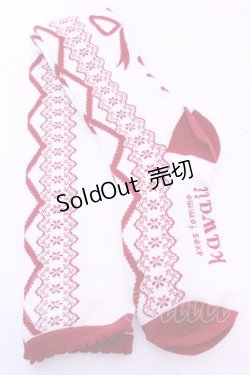 画像2: axes femme kawaii / レースアップ柄オーバーニー  アカ O-25-11-14-1059-AX-ZA-OW-OS