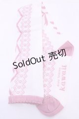 axes femme kawaii / レースアップ柄オーバーニー  ピンク O-25-11-14-1060-AX-ZA-OW-OS