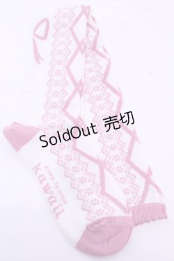 画像2: axes femme kawaii / レースアップ柄オーバーニー  ピンク O-25-11-14-1060-AX-ZA-OW-OS