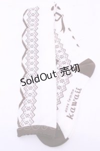 axes femme kawaii / レースアップ柄オーバーニー  ブラウン O-25-11-14-1061-AX-ZA-OW-OS