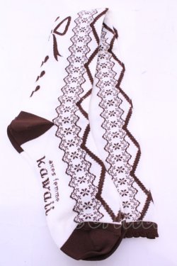 画像2: axes femme kawaii / レースアップ柄オーバーニー  ブラウン O-25-11-14-1061-AX-ZA-OW-OS