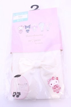 画像1: m petit by misako / AMキティリボンタイツ L〜LL アイボリー O-25-11-14-1063-LO-ZA-OW-OS