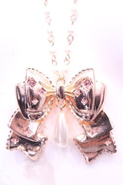 画像1: axes femme kawaii / リボンネックレス  ピンクゴールド O-25-11-14-1033-AX-AC-OW-OS