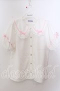 axes femme kawaii / 梯子レース半袖ブラウス M シロ O-25-11-14-059-AX-BL-OW-OS