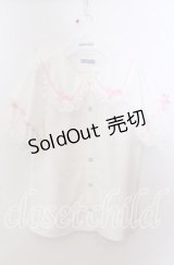 axes femme kawaii / 梯子レース半袖ブラウス M シロ O-25-11-14-059-AX-BL-OW-OS