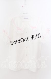 axes femme kawaii / 梯子レース半袖ブラウス M シロ O-25-11-14-059-AX-BL-OW-OS
