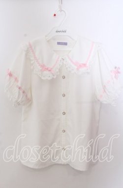 画像1: axes femme kawaii / 梯子レース半袖ブラウス M シロ O-25-11-14-059-AX-BL-OW-OS