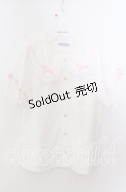 画像1: axes femme kawaii / 梯子レース半袖ブラウス M シロ O-25-11-14-059-AX-BL-OW-OS